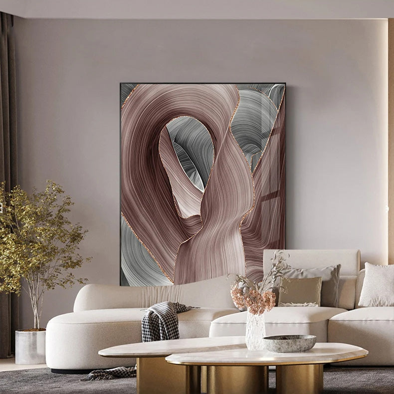 Light Luxury Abstract Flowing Ribbon Gray Pink Wall Art Fine Art Canvas Prints Modern Pictures For Living Room Bedroom Hotel Room Art Decor