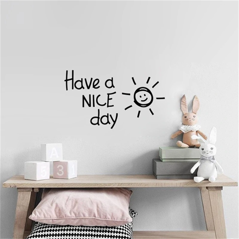 Lovely Positive Affirmations Wall Mural Have A NICE Day Quote Removable PVC Wall Decal For Living Room Bedroom Kitchen Wall Decoration