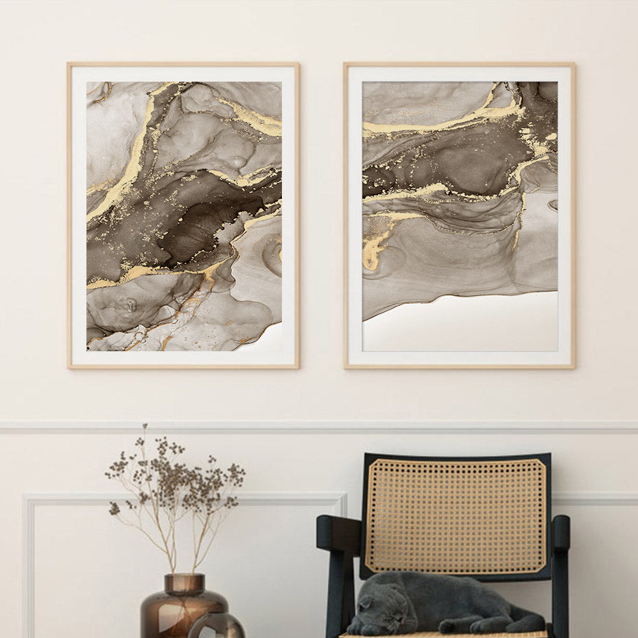 Marble Beige Gray Modern Posters Abstract Wall Art Canvas Painting Prints Pictures Living Room Interior Home Decoration