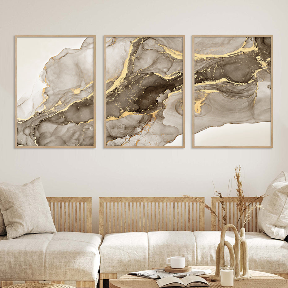 Marble Beige Gray Modern Posters Abstract Wall Art Canvas Painting Prints Pictures Living Room Interior Home Decoration