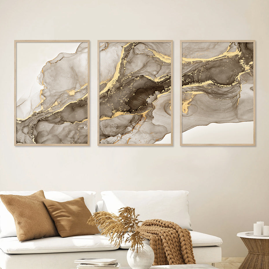 Marble Beige Gray Modern Posters Abstract Wall Art Canvas Painting Prints Pictures Living Room Interior Home Decoration