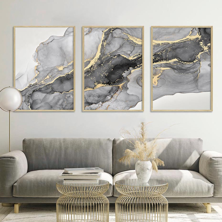 Marble Beige Gray Modern Posters Abstract Wall Art Canvas Painting Prints Pictures Living Room Interior Home Decoration