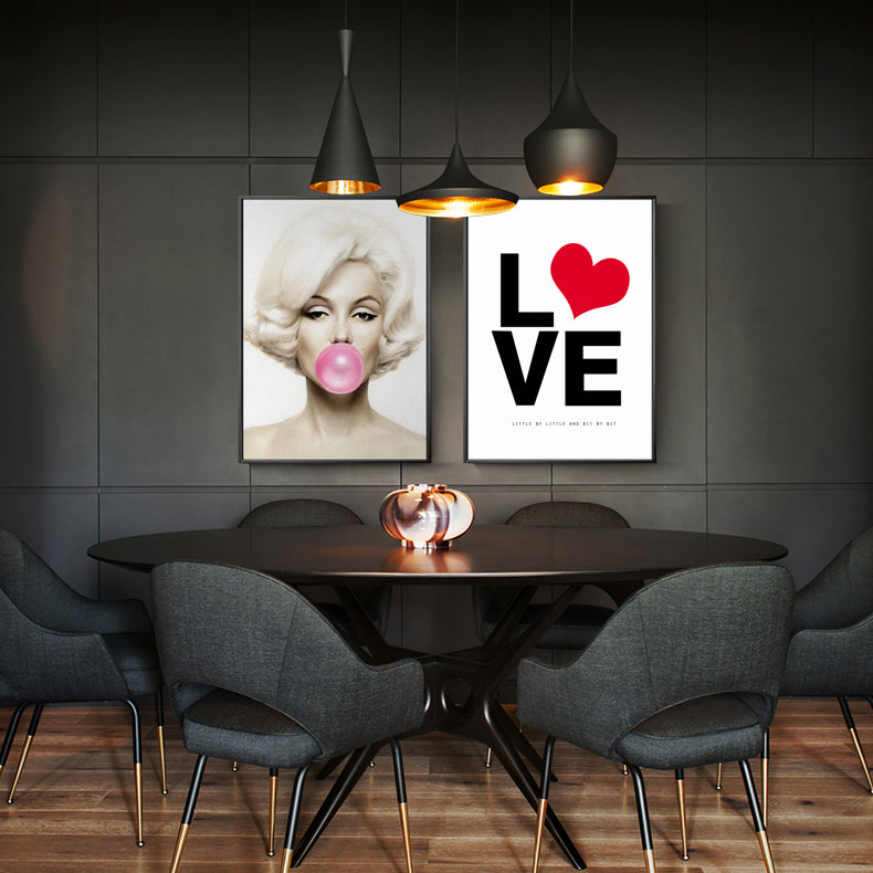 Marilyn Monroe Blowing Pink Bubblegum Love Quote Nordic Pop Art Fine Art Canvas Prints Salon Pictures For Modern Bedroom Living Room Decor