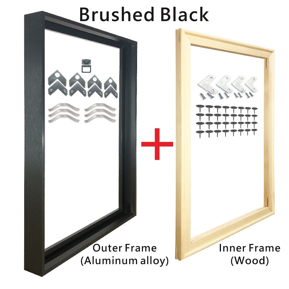 Metal Picture Frame 8 Colors Brushed Black Frosted White Brushed Gold Titanium Silver With Wood Inner Frame Size 20x30cm to 60x90cm