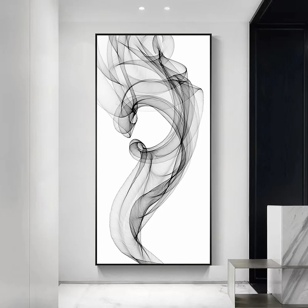 Minimalist Mystical Vapor Trails Black & White Wall Art Fine Art Canvas Prints Modern Art Pictures For Living Room Home Office Decor