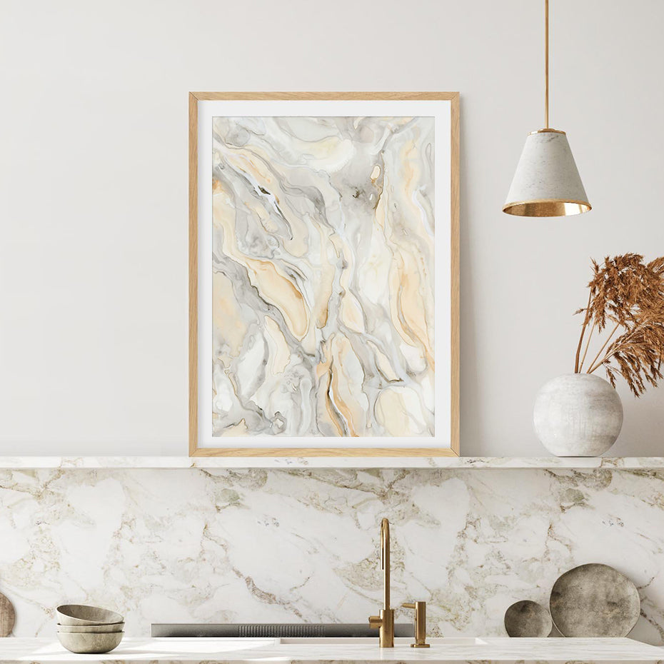 Minimalist Liquid Marble Print Beige Gray Light Luxury Wall Art Pictures For Modern Apartment Living Room Bedroom Art Decor
