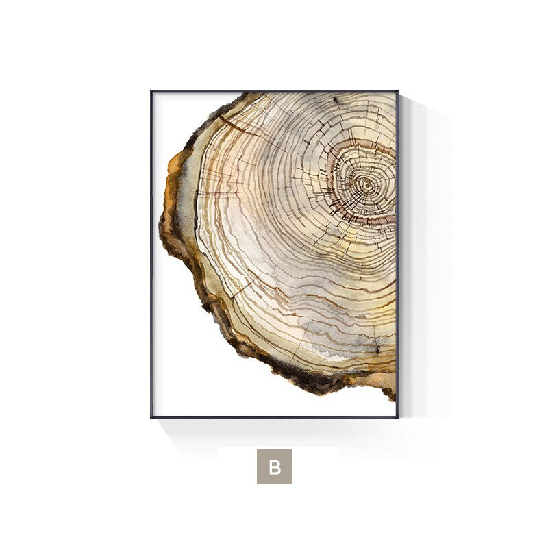 Minimalist Nordic Tree Rings Watercolor Wall Art Fine Art Canvas Prints White Brown Beige Pictures For Modern Living Room Dining Room Wall Decor