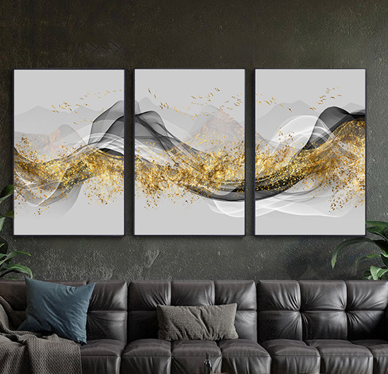 Minimalist Abstract Golden Landscape Nordic Wall Art Fine Art Canvas Prints Luxury Pictures For Living Room Dining Room Modern Home Office Interior Decor