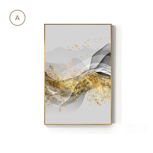 Minimalist Abstract Golden Landscape Nordic Wall Art Fine Art Canvas Prints Luxury Pictures For Living Room Dining Room Modern Home Office Interior Decor