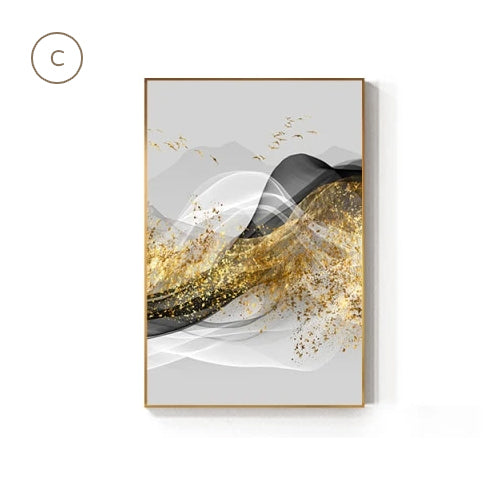 Minimalist Abstract Golden Landscape Nordic Wall Art Fine Art Canvas Prints Luxury Pictures For Living Room Dining Room Modern Home Office Interior Decor