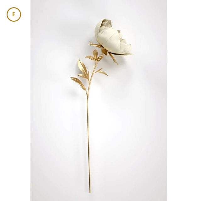 Golden Leaf White Flowers Minimalist Abstract Botanical Wall Art Fine Art Canvas Prints Elegant Pictures For Luxury Living Room Modern Nordic Home Decor