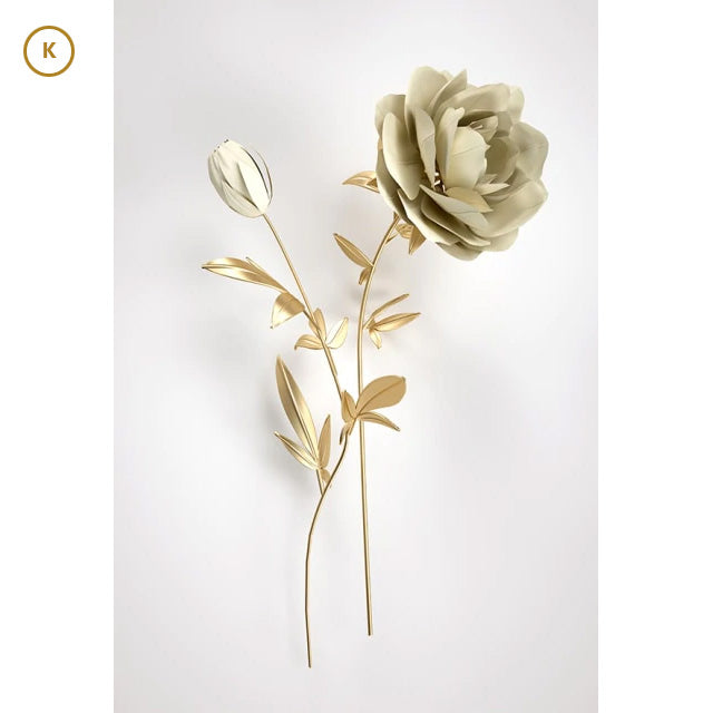 Golden Leaf White Flowers Minimalist Abstract Botanical Wall Art Fine Art Canvas Prints Elegant Pictures For Luxury Living Room Modern Nordic Home Decor