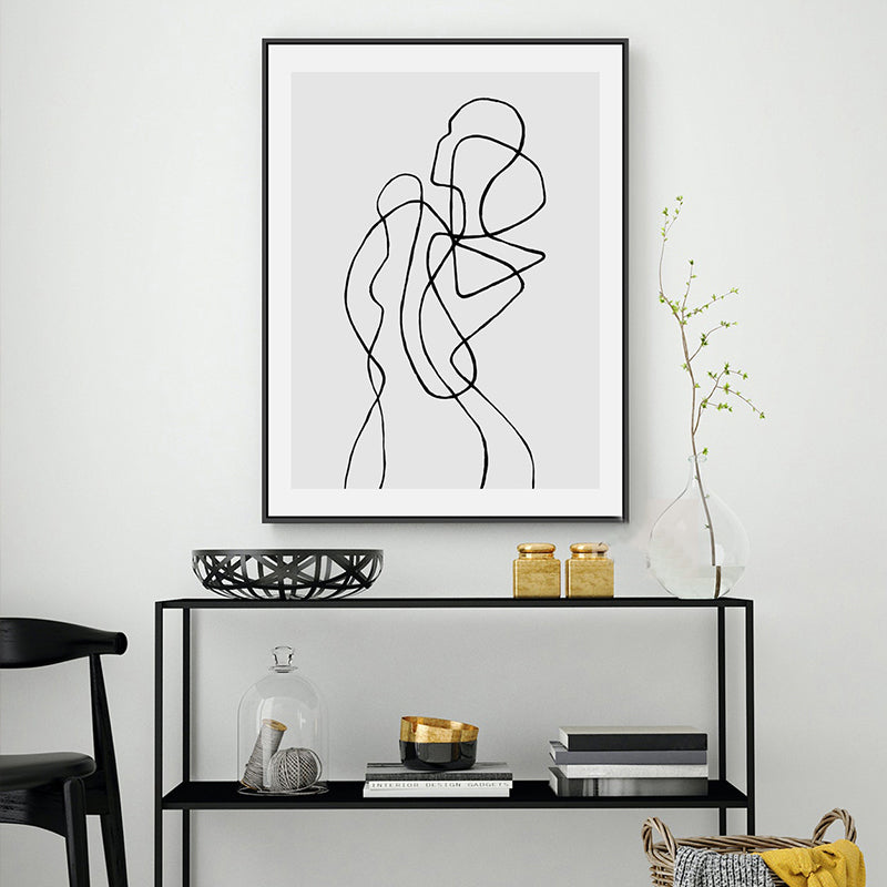 Minimalist Black & White Figure Art Sketch Wall Art Fine Art Canvas Prints Modern Pictures For White Wall Living Room Bedroom Simple Nordic Wall Art Decor