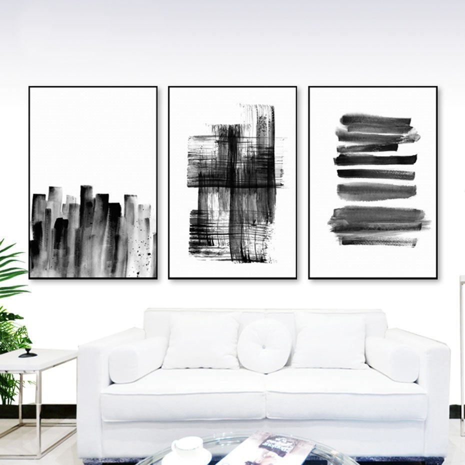 Minimalist Black & White Urban Abstract Wall Art Simple Nordic Style Modern Pictures Fine Art Canvas Prints For Living Room Bedroom Home Office Decor