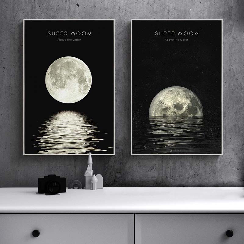 Moon Print Luna Poster Black White Art Minimalist Monochrome Lunar Phases  Art Scandinavian Art Nordic Print Kids Room Printable Nursery Art -   Canada