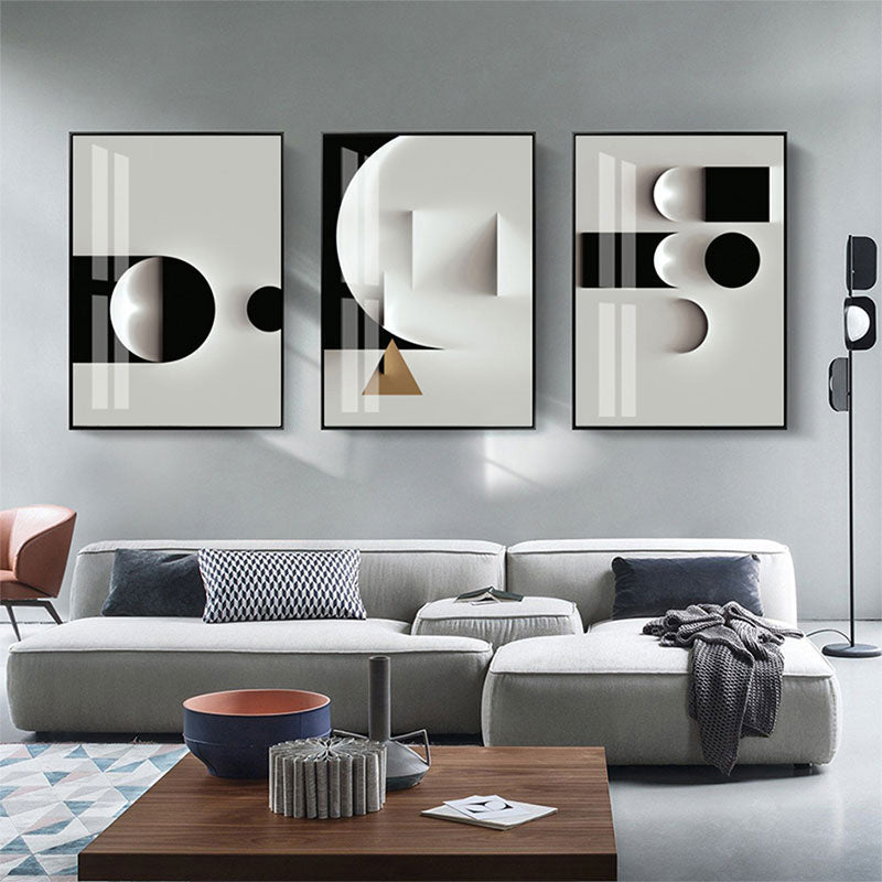 Minimalist Neutral Colors Architectural Geometric Abstract Wall Art Fine Art Canvas Prints Pictures For Modern Loft Apartment Home Office Art Decor
