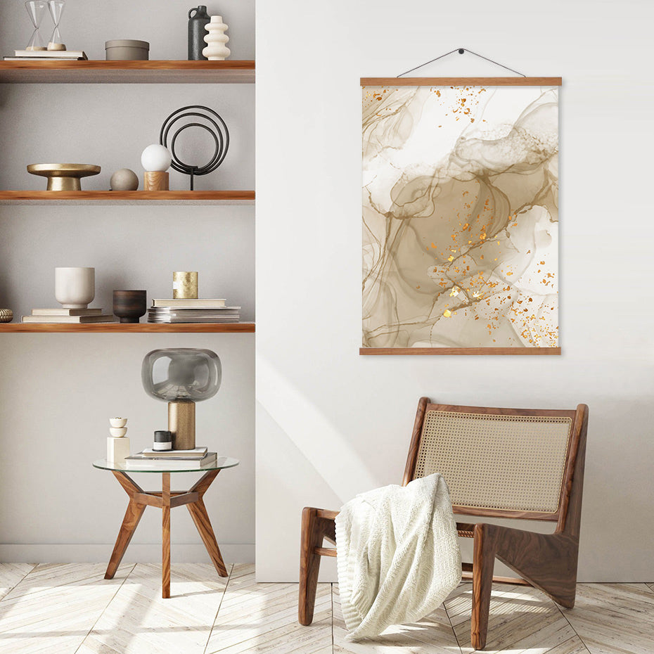 Modern Abstract Beige Golden Liquid Marble Print Wall Art Fine Art Canvas Prints Pictures For Living Room Bedroom Art Decor