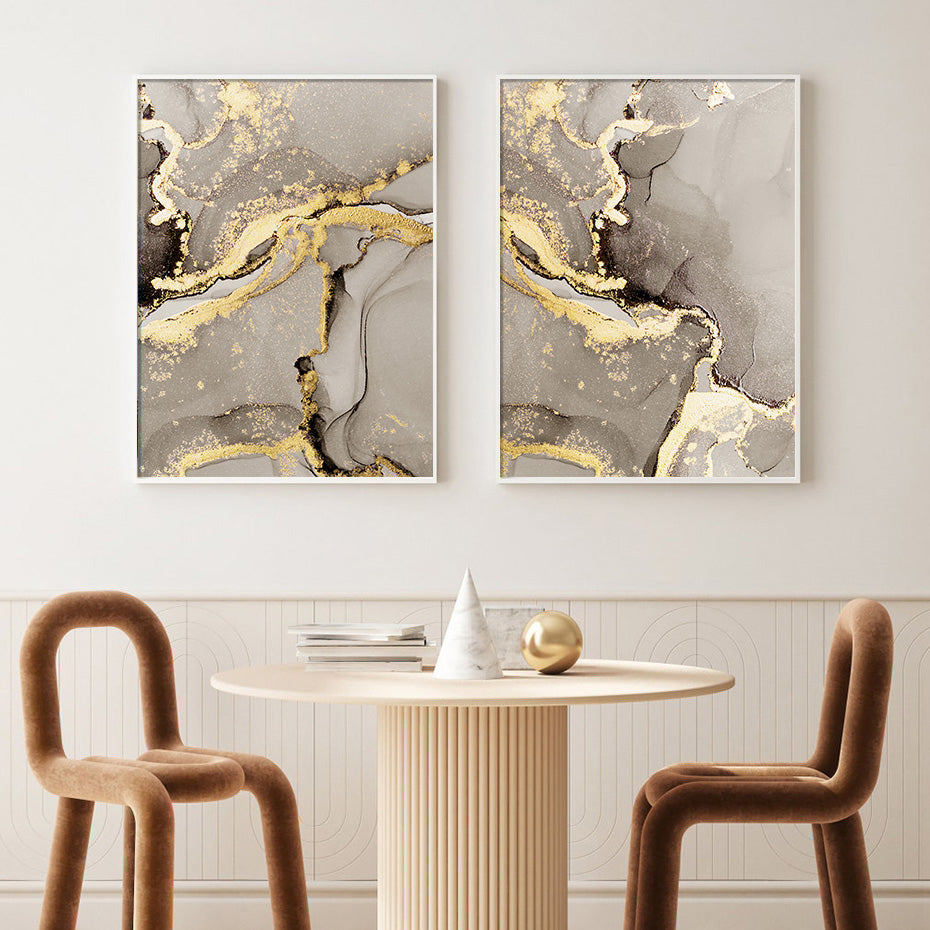 Modern Abstract Beige Golden Marble Print Wall Art Fine Art Canvas Prints Pictures For Living Room Bedroom Light Luxury Home Decor