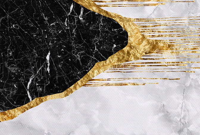 Modern Abstract Liquid Gold Marble Wall Art Fine Art Canvas Print Black Gray Golden Wide Format Pictures For Living Room Bedroom Wall Decor