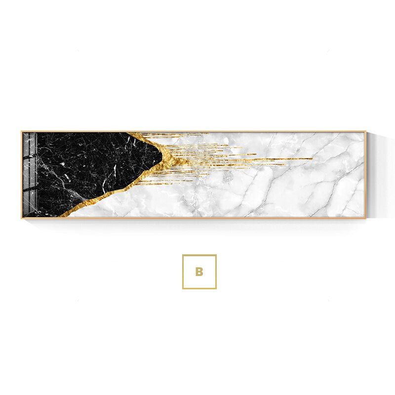 Modern Abstract Liquid Gold Marble Wall Art Fine Art Canvas Print Black Gray Golden Wide Format Pictures For Living Room Bedroom Wall Decor