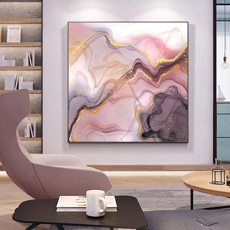 Modern Abstract Liquid Marble Wall Art Fine Art Canvas Prints Square Format Pictures For Living Room Dining Room Bedroom Art Home Office Decor