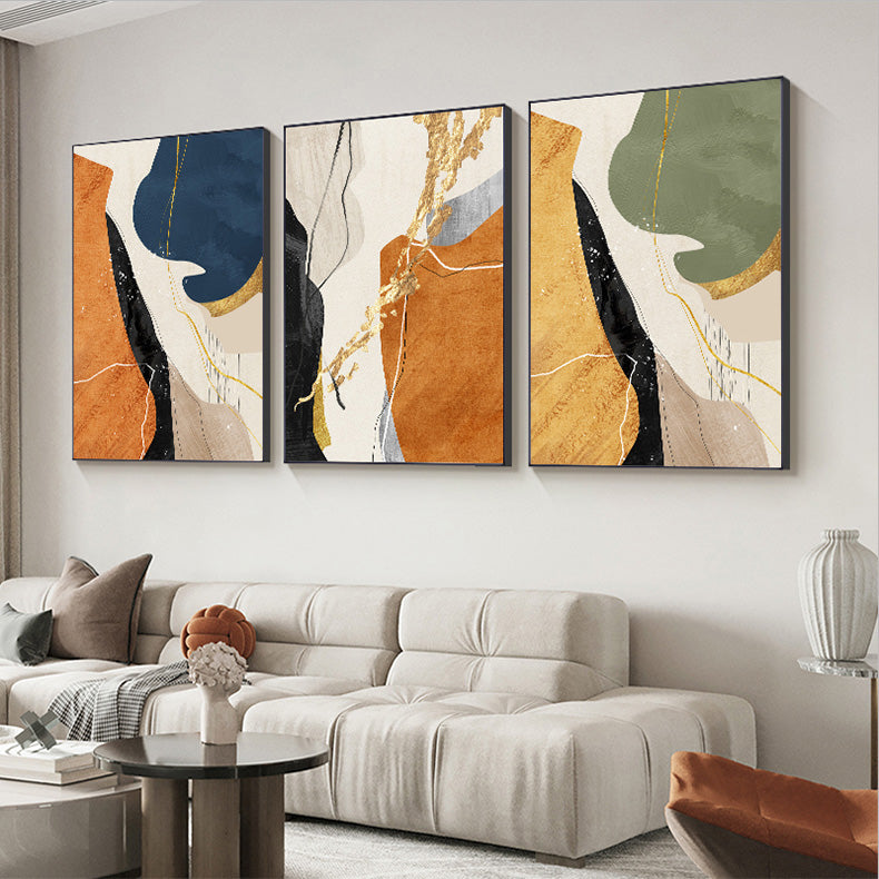 Modern Abstract Nordic Color Block Wall Art Fine Art Canvas Prints Beige Orange Green Golden Pictures For Living Room Dining Room Home Office Decor