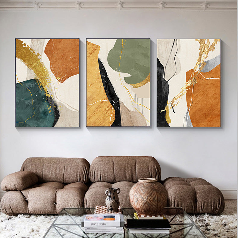 Modern Abstract Nordic Color Block Wall Art Fine Art Canvas Prints Beige Orange Green Golden Pictures For Living Room Dining Room Home Office Decor