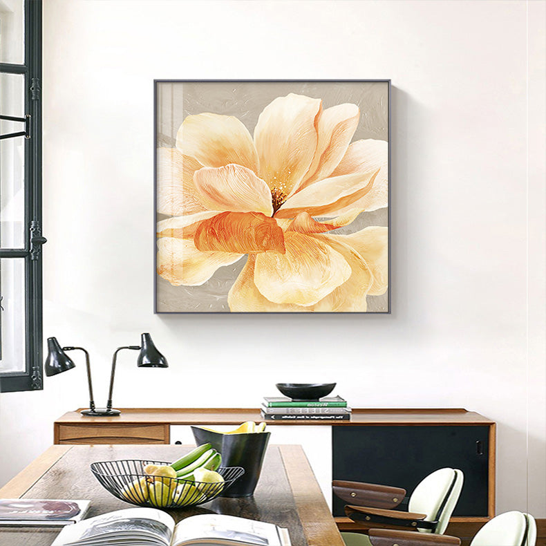 Modern Abstract Yellow Flower Wall Art Fine Art Canvas Prints Square Format Floral Pictures For Living Room Bedroom Art Decor