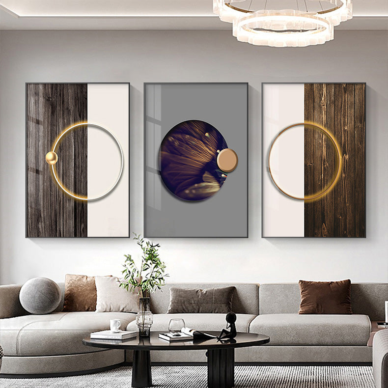 Modern Aesthetics Golden Ring Of Light On Wood Abstract Wall Art Fine Art Canvas Prints Pictures For Modern Home Office Interior Decor