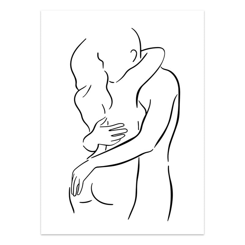 Modern Minimalist Black White Love Posters Wall Art Fine Art Canvas Prints Silhouette Figure Art Pictures For Living Room Bedroom Art Decor