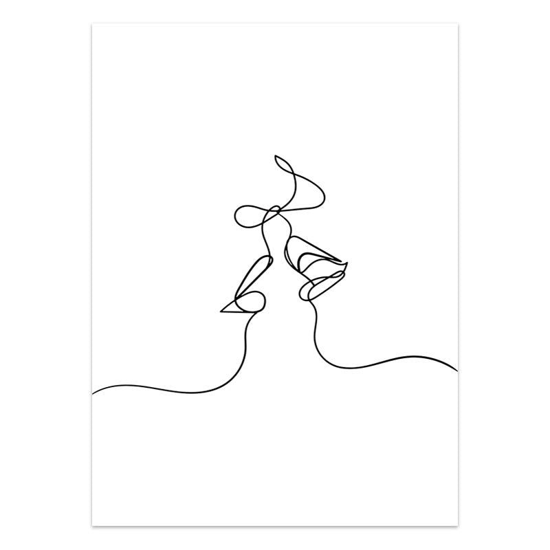 Modern Minimalist Black White Love Posters Wall Art Fine Art Canvas Prints Silhouette Figure Art Pictures For Living Room Bedroom Art Decor