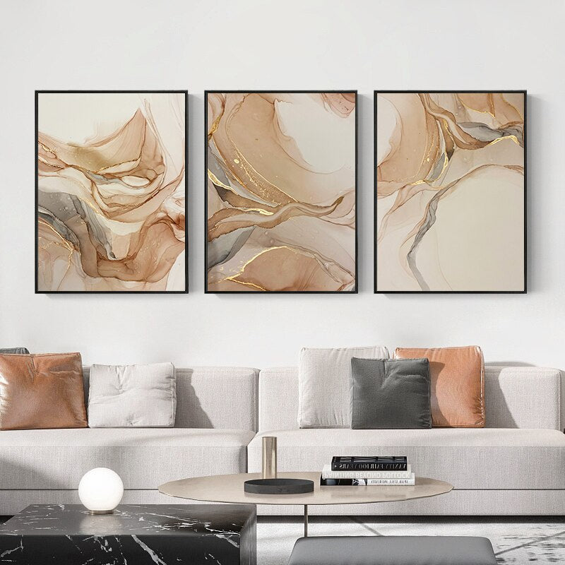 Modern Abstract Beige Marble Fashion Print Wall Art Fine Art Canvas Prints Pictures For Living Room Dining Room Bedroom Nordic Style Home Decoration