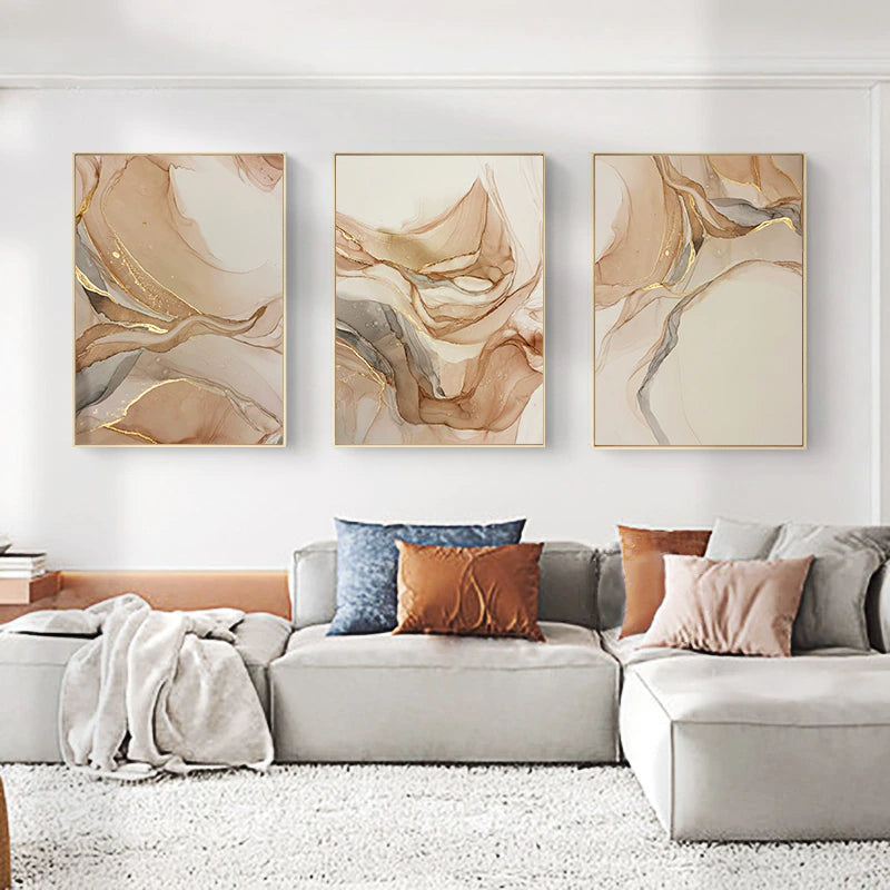 Modern Abstract Beige Marble Fashion Print Wall Art Fine Art Canvas Prints Pictures For Living Room Dining Room Bedroom Nordic Style Home Decoration