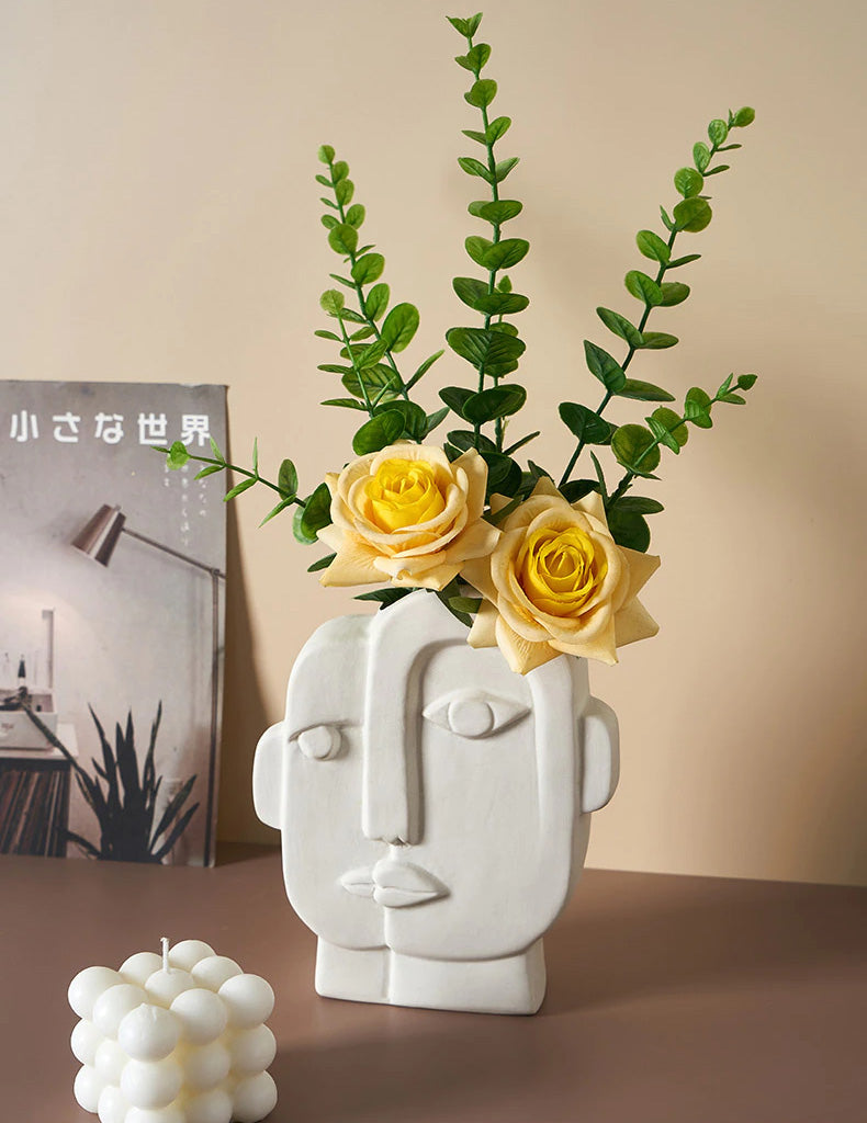 Modern Abstract Face Art Tabletop Vase Minimalist Neutral Color Ceramic Sculptures For Living Room Table Sideboard Decoration Creative Nordic Home Decor