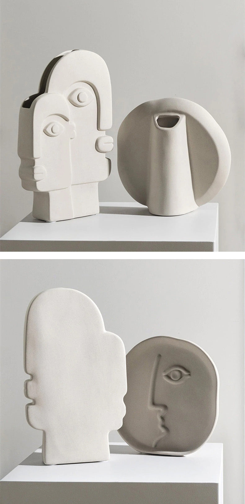 Modern Abstract Face Art Tabletop Vase Minimalist Neutral Color Ceramic Sculptures For Living Room Table Sideboard Decoration Creative Nordic Home Decor