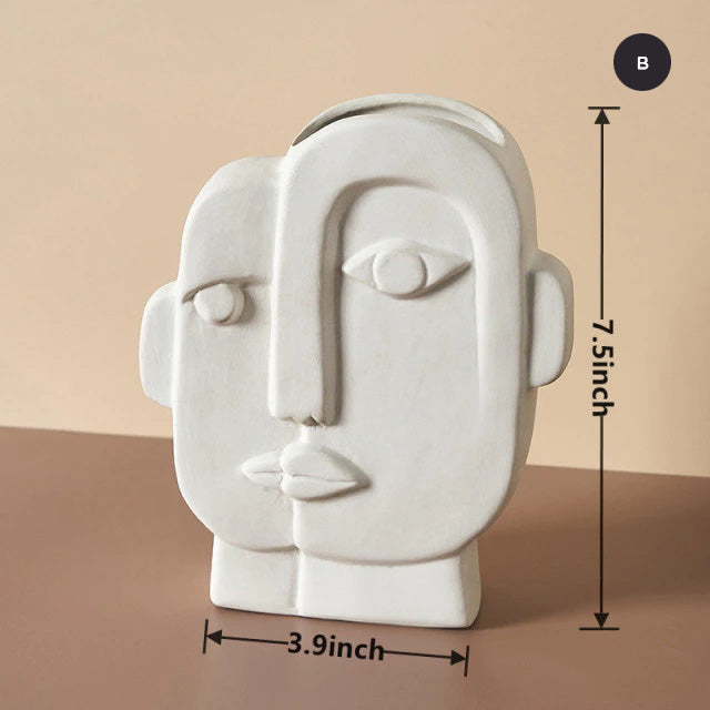 Modern Abstract Face Art Tabletop Vase Minimalist Neutral Color Ceramic Sculptures For Living Room Table Sideboard Decoration Creative Nordic Home Decor