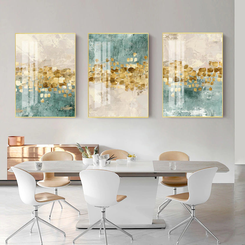 Modern Abstract Gold Beige And Tiffany Blue Luxury Wall Art Fine Art Canvas Prints Nordic Style Contemporary Wall Art Modern Interior Decor
