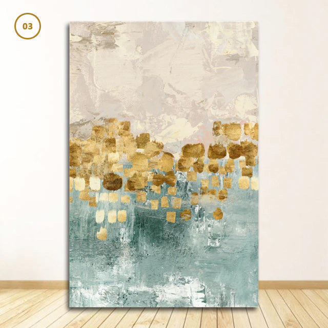 Modern Abstract Gold Beige And Tiffany Blue Luxury Wall Art Fine Art Canvas Prints Nordic Style Contemporary Wall Art Modern Interior Decor