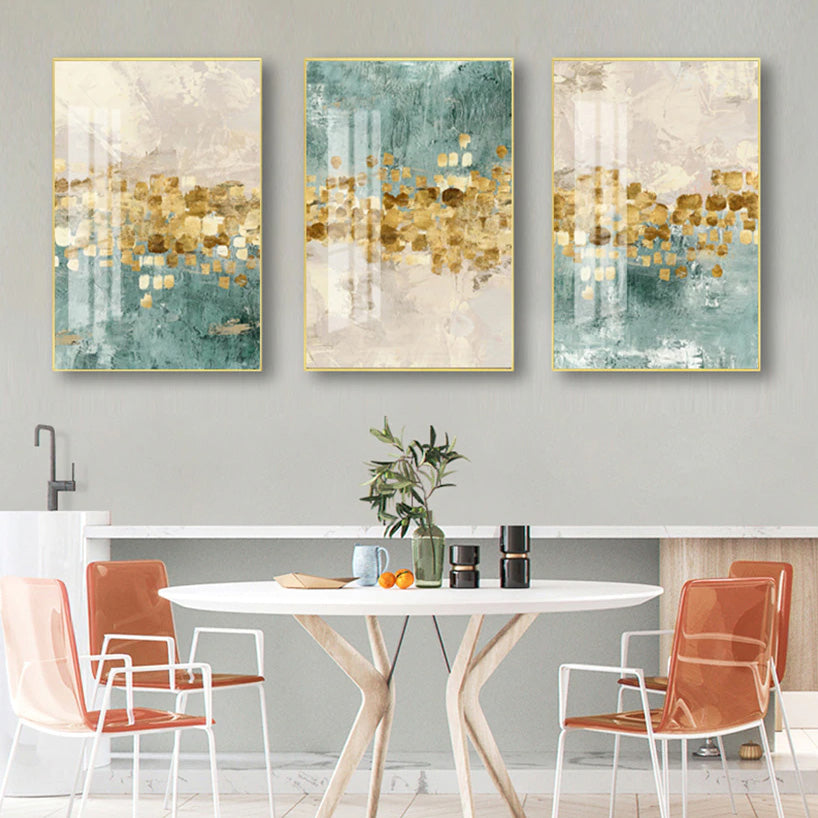 Modern Abstract Gold Beige And Jade Blue Luxury Wall Art Fine Art Canvas Prints Nordic Style Contemporary Wall Art Modern Interior Decor