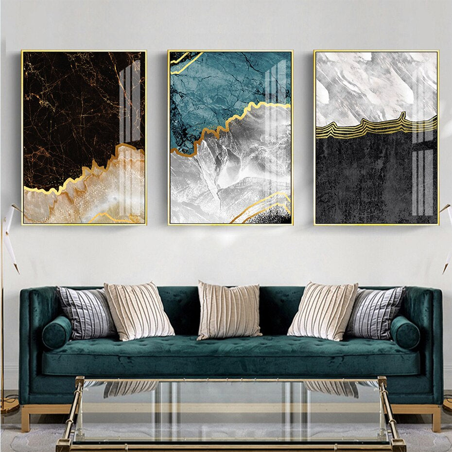 Modern Abstract Gold Marble Texture Background Canvas Painting Interior Poster Print Wall Art Picture Living Room Home Decor