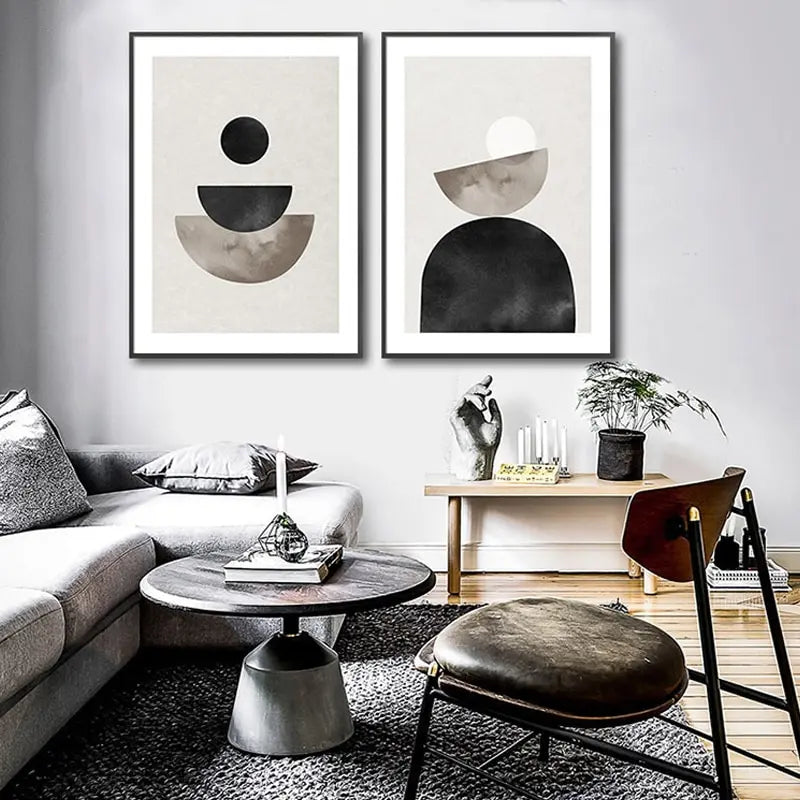 Modern Abstract Minimalist Geometric Wall Art Fine Art Canvas Prints Neutral Colors Pictures For Living Room Bedroom Nordic Art For Contemporary Interiors