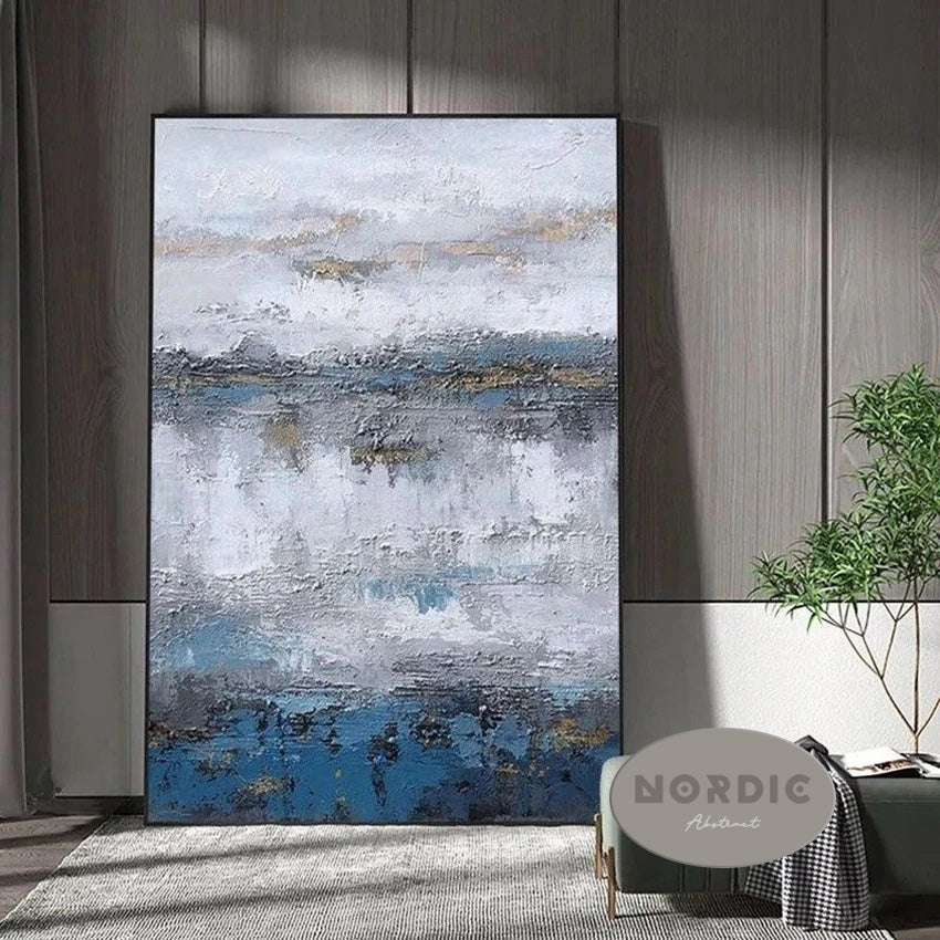 * Hand Painted * Modern Abstract Minimalist Oil Painting Large Format Picture For Contemporary Living Room Wall Decor