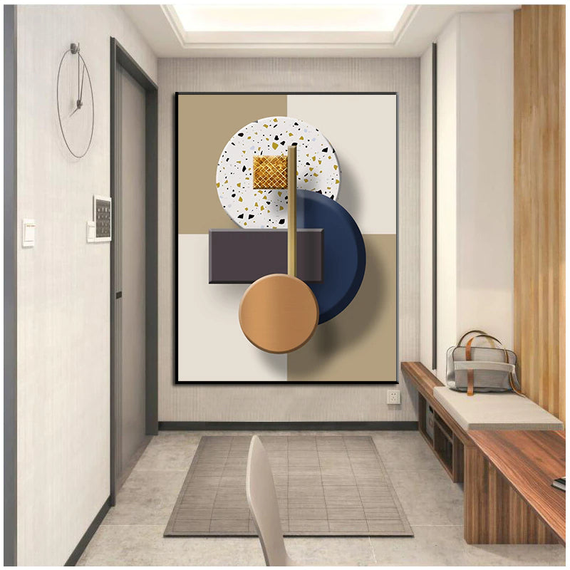 Modern Abstract Wall Art Fine Art Canvas Prints Minimalist 3d Visualization Blue Orange Beige Terrazzo Pictures For Luxury Living Room Art Decor