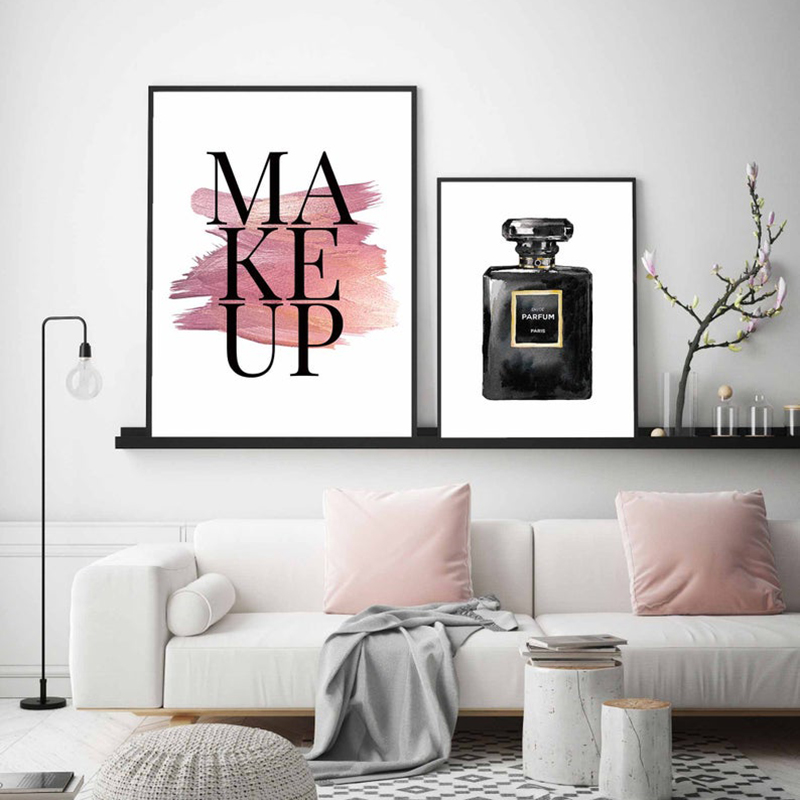 Modern Beauty Wall Art Posters Makeup Lipstick Lashes And Perfume Stylish Minimalist Nordic Style Salon Wall Art Fine Art Canvas Prints Bedroom Wall Decor