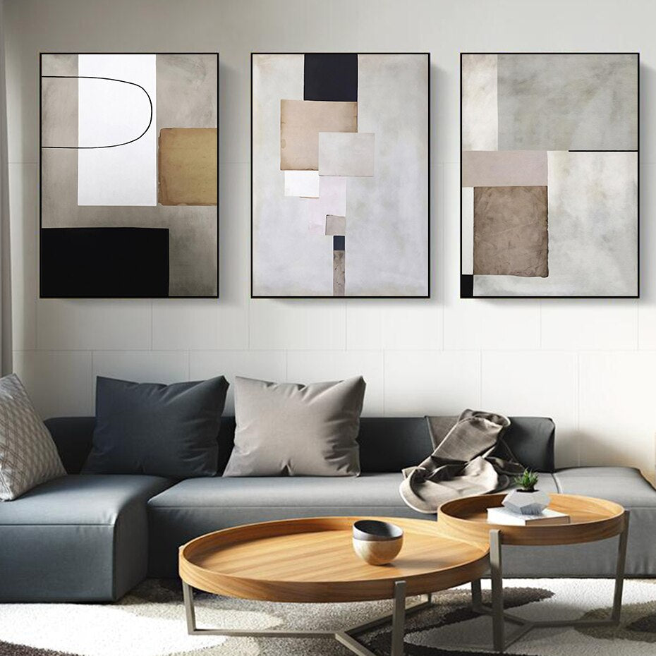 Modern Geometric Abstract Wall Art Fine Art Canvas Giclee Prints Contemporary Pictures For Living Room Bedroom Loft Apartment Home Office Interior Decor