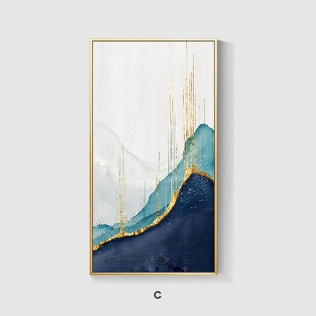 Modern Minimalist Abstract Scandinavian Color Block Wall Art Fine Art Canvas Prints Shades Of Blue Pictures For Nordic Living Room Bedroom Wall Decor