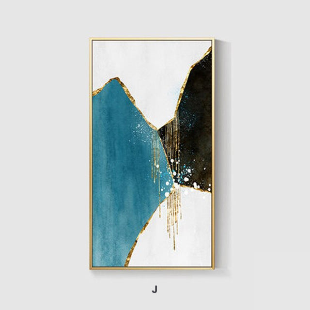 Modern Minimalist Abstract Scandinavian Color Block Wall Art Fine Art Canvas Prints Shades Of Blue Pictures For Nordic Living Room Bedroom Wall Decor