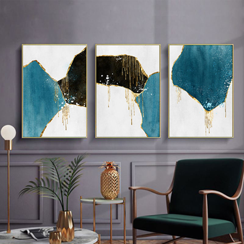 Modern Minimalist Abstract Scandinavian Color Block Wall Art Fine Art Canvas Prints Shades Of Blue Pictures For Nordic Living Room Bedroom Wall Decor