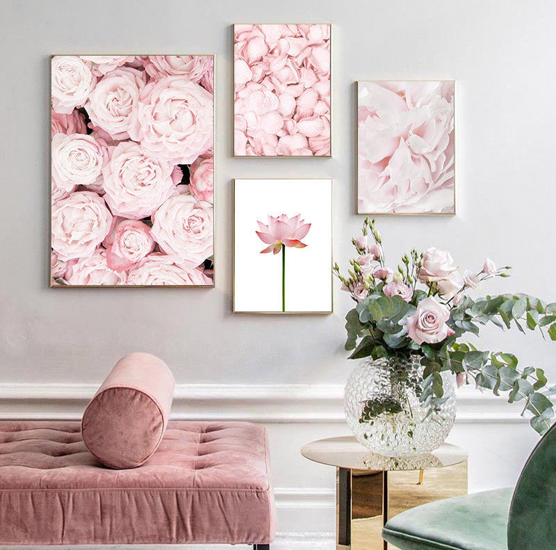 Modern Minimalist Floral Pink Wall Art Fine Art Canvas Prints Nordic S – 