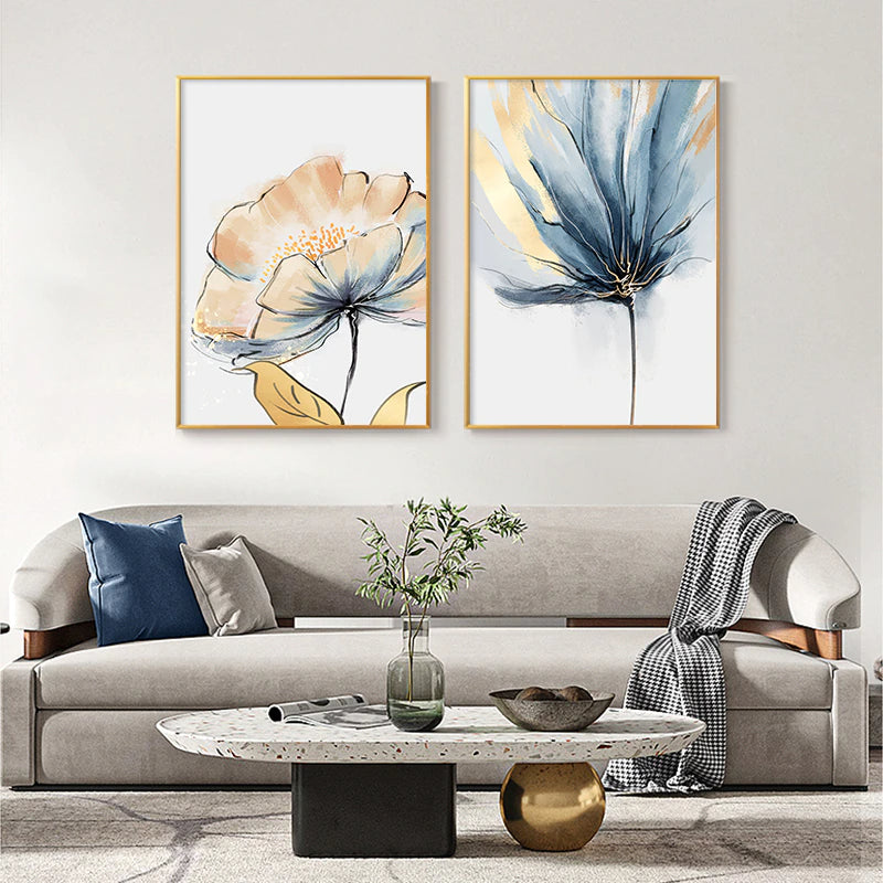 Modern Minimalist Scandinavian Flower Wall Art Fine Art Canvas Prints Floral Pictures For Living Room Dining Room Bedroom Nordic Art Decor